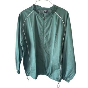 Rawlings Mens XL Green Full Zip Windbreaker Jacket Athletic Coaching Warmup